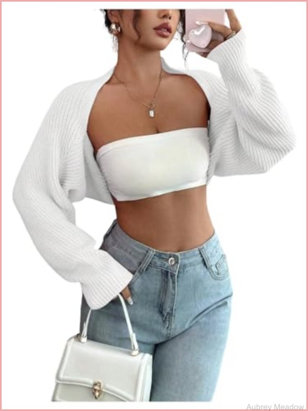 Cropped Open Front Cardigan Bolero Shrug Knit Long Sleeve Fall Sweater